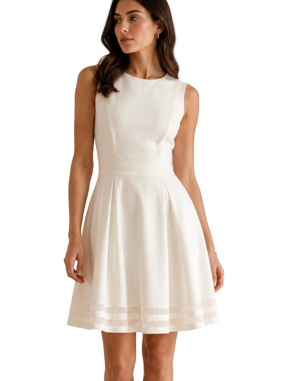 Calvin Klein Ivory Fit Flare Sleeveless Dress Size 10